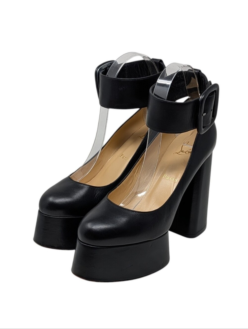 Christian Louboutin Black Delightfool 130 Platform Mary Jane Pumps EU 38.5